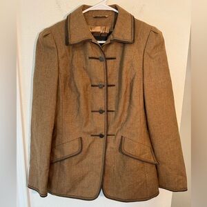 Rena Lange Tan Virgin Wool Cammello Blazer Jacket Womens Size 8